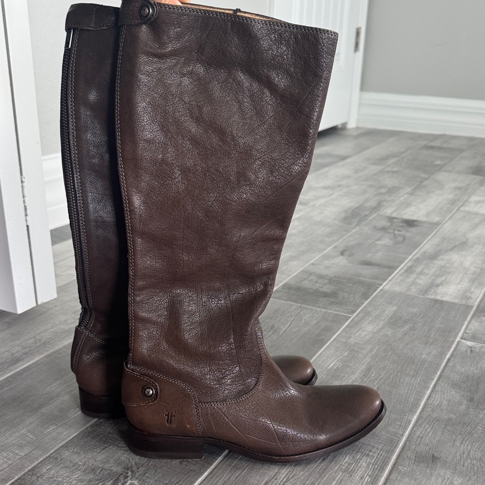 Brown Leather Knee-High Boots